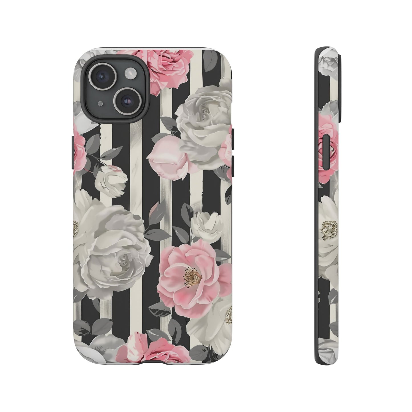 Stripes And Flowers Dual Layer Phone Case