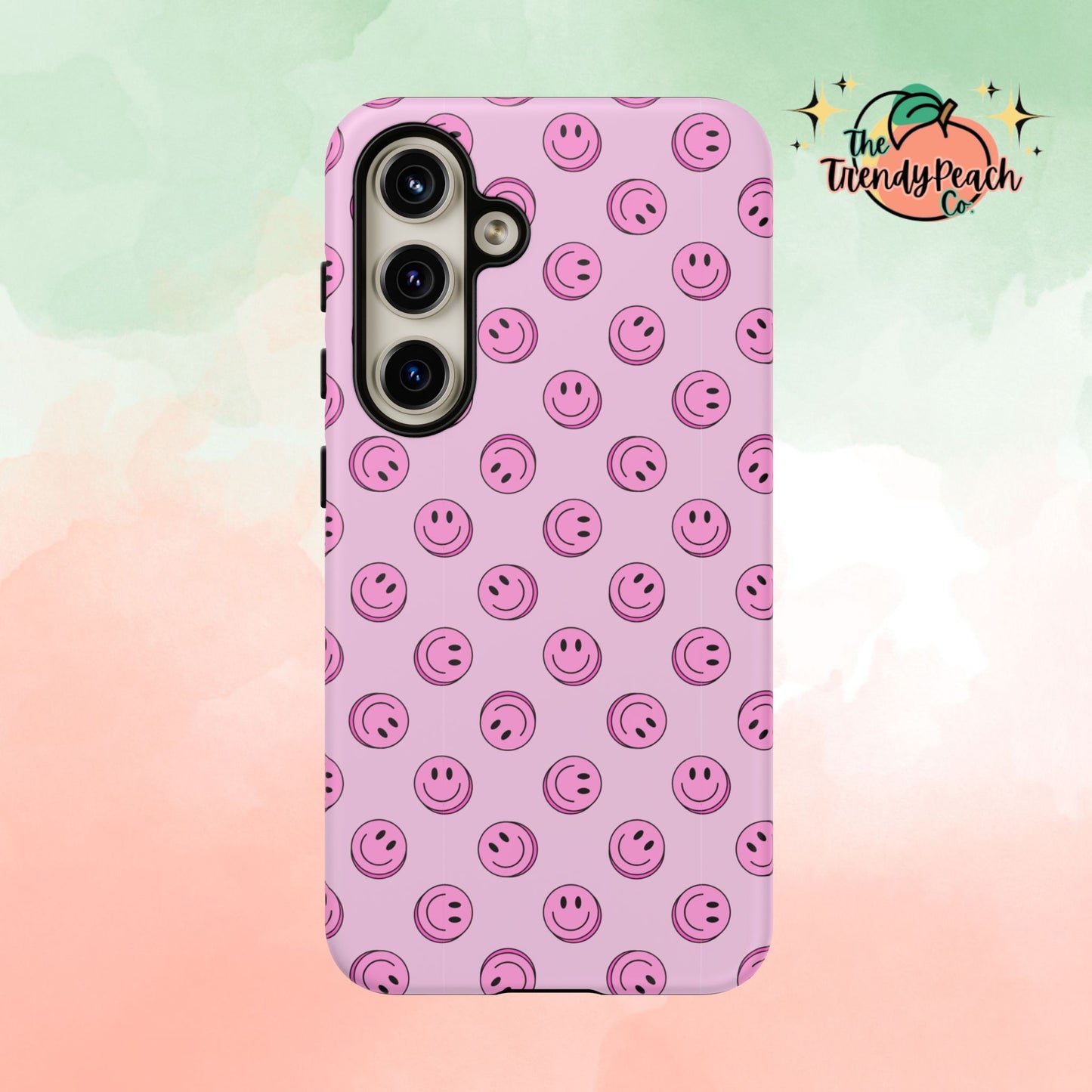 Pink Smiley Face Dual Layer Phone Case