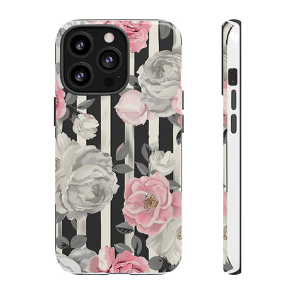 Stripes And Flowers Dual Layer Phone Case