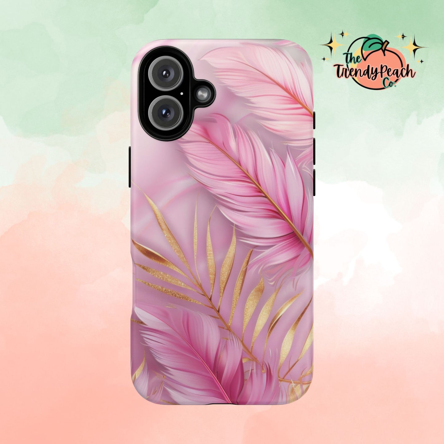 Pink And Gold Feather Dual Layer Phone Case