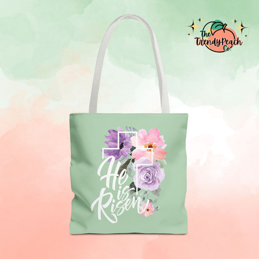 He is Risen Floral Cross Easter Tote Bag