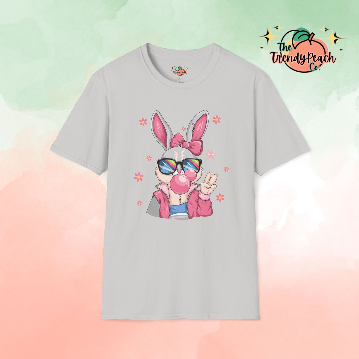 Retro Peace Bubblegum Bunny Easter Graphic Tee