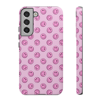 Pink Smiley Face Dual Layer Phone Case