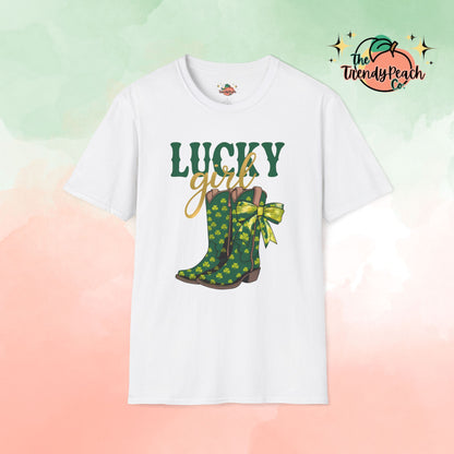 Lucky Girl Shamrock Boots St. Patrick's Day Graphic Tee