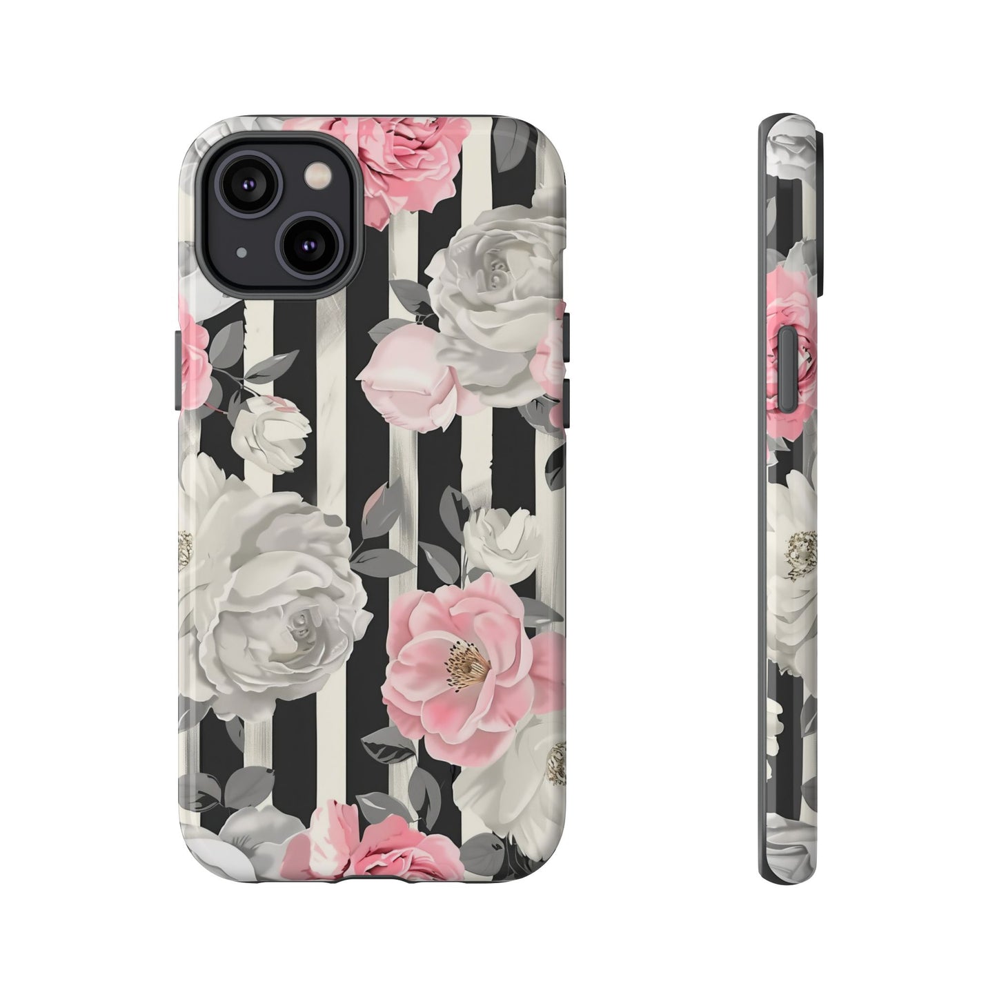 Stripes And Flowers Dual Layer Phone Case