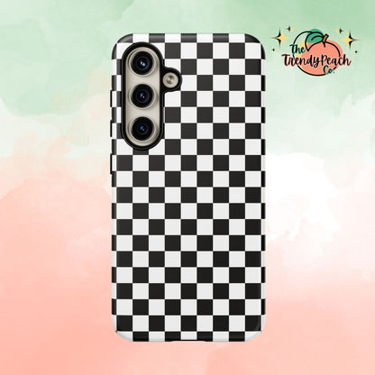 Black & White Checkered Dual Layer Phone Case