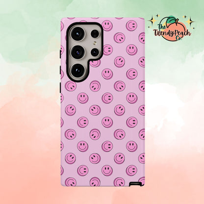 Pink Smiley Face Dual Layer Phone Case