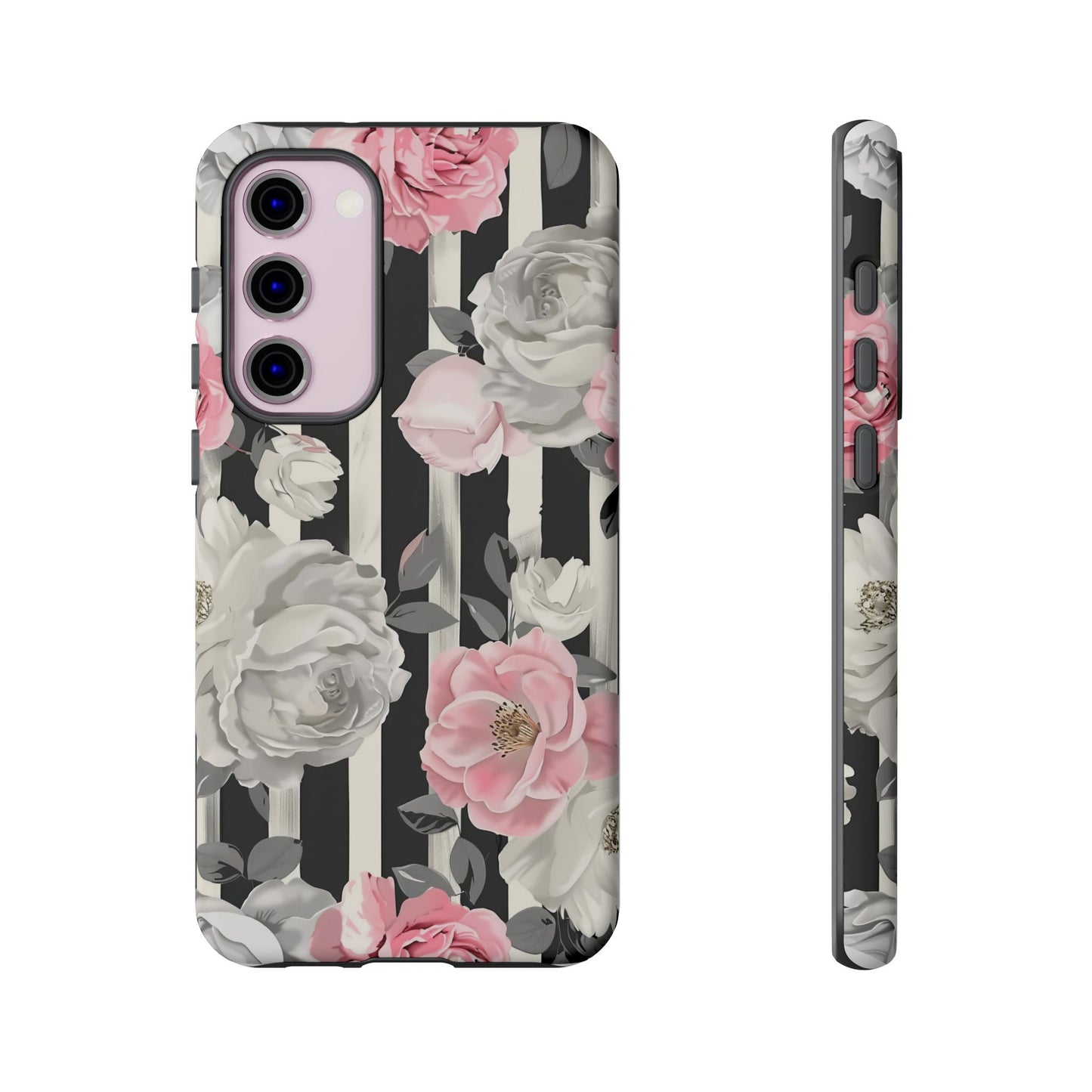 Stripes And Flowers Dual Layer Phone Case