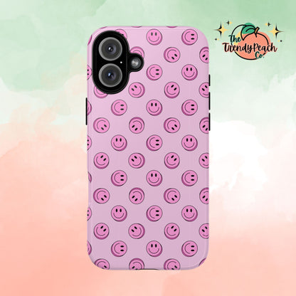 Pink Smiley Face Dual Layer Phone Case