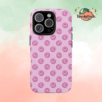 Pink Smiley Face Dual Layer Phone Case