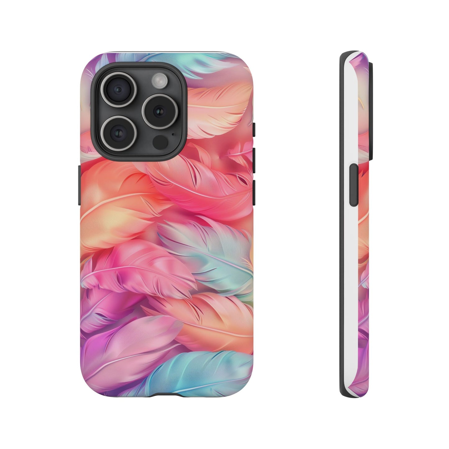 Rainbow Feather Dual Layer Phone Case