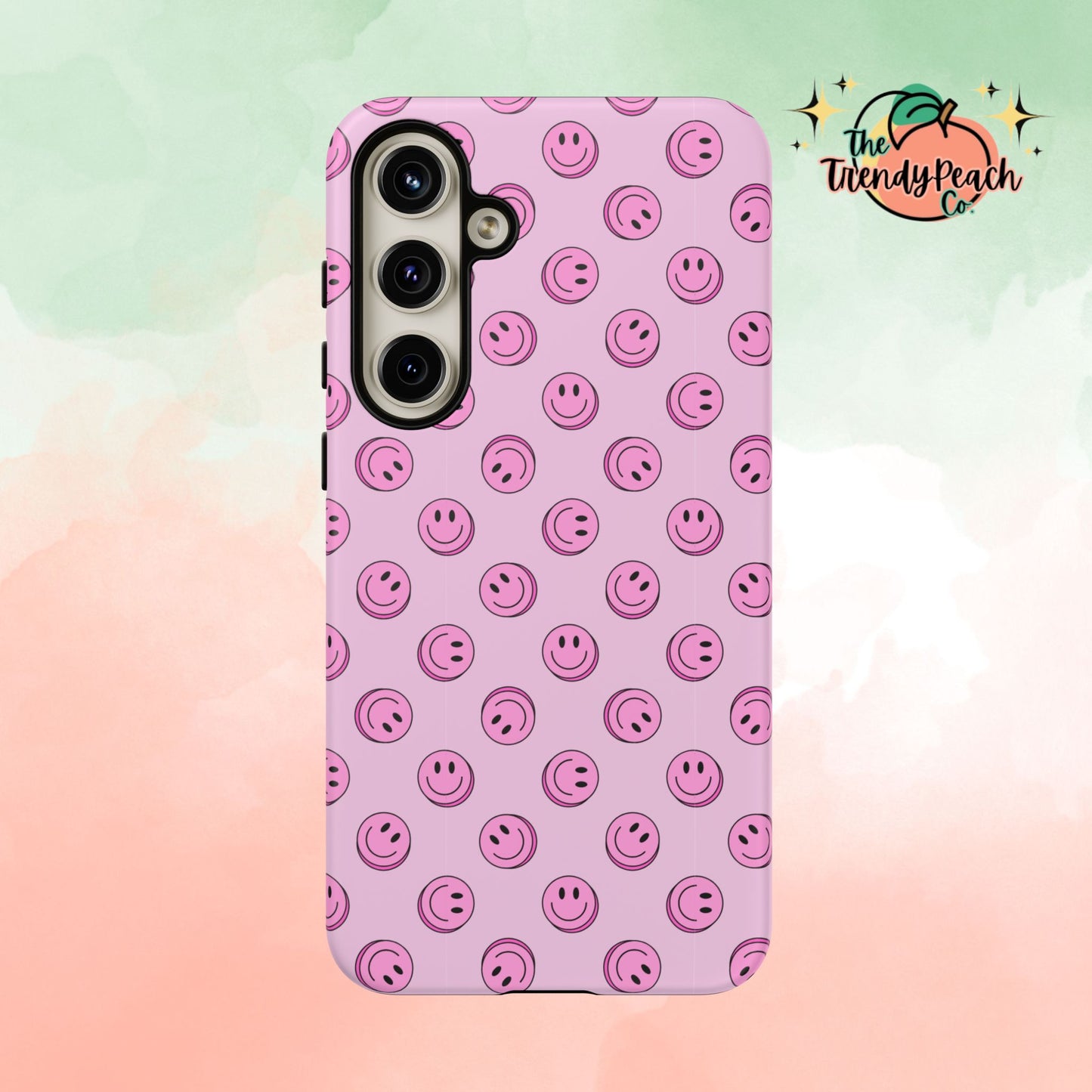 Pink Smiley Face Dual Layer Phone Case