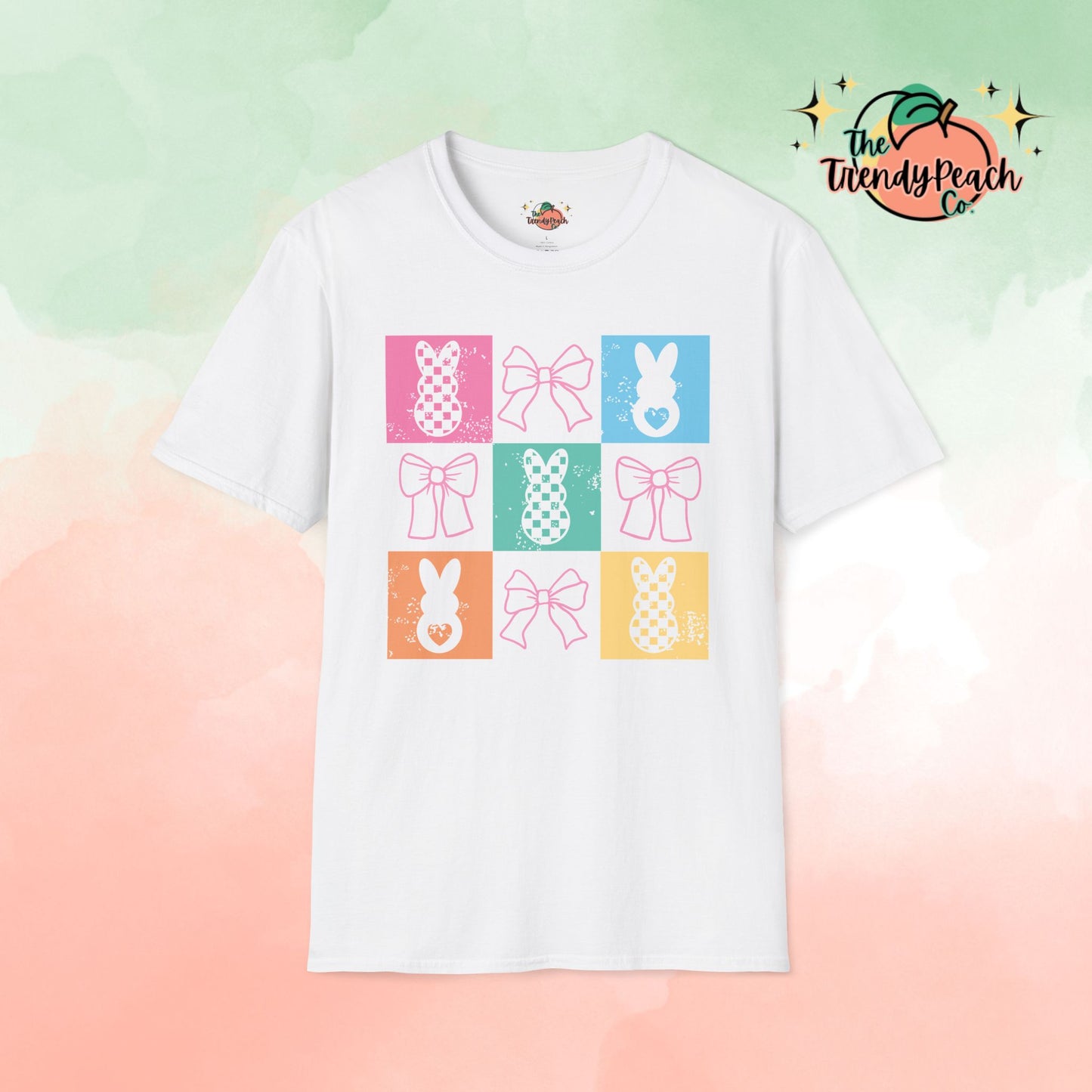 Retro Block Bows And Bunnies Easter Graphic Tee