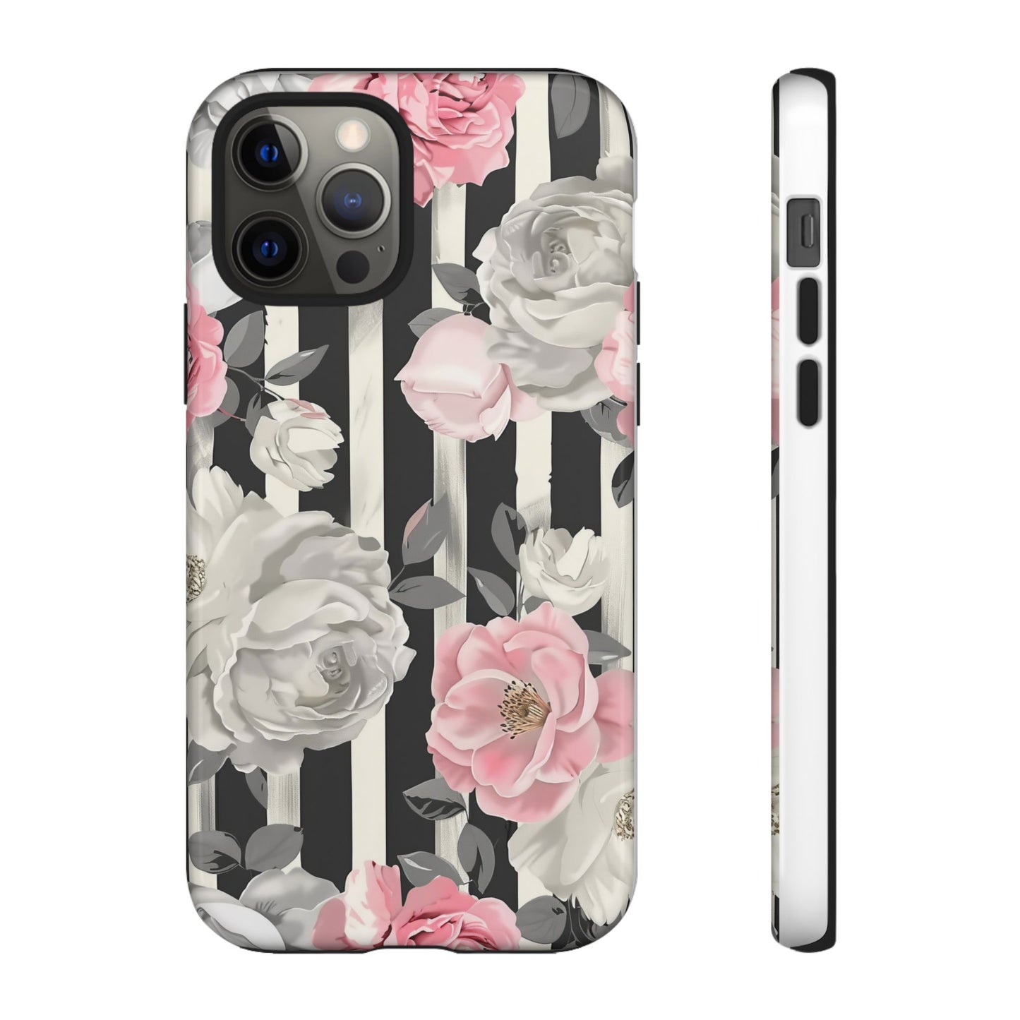 Stripes And Flowers Dual Layer Phone Case