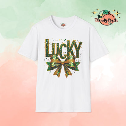 Lucky Glittery Bow St. Patrick's Day Graphic Tee