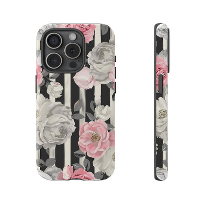 Stripes And Flowers Dual Layer Phone Case