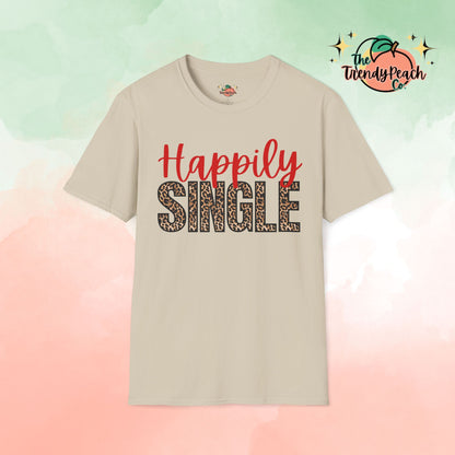 Happily Single Leopard Valentines Day Graphic Tee