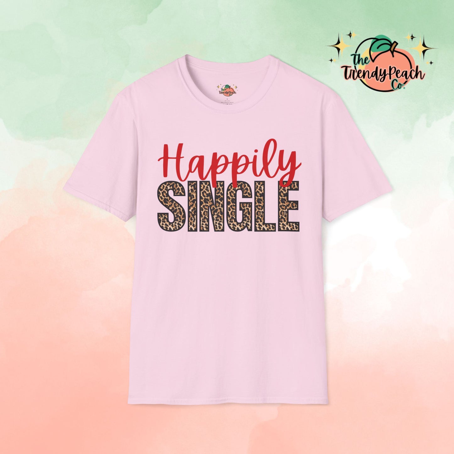 Happily Single Leopard Valentines Day Graphic Tee