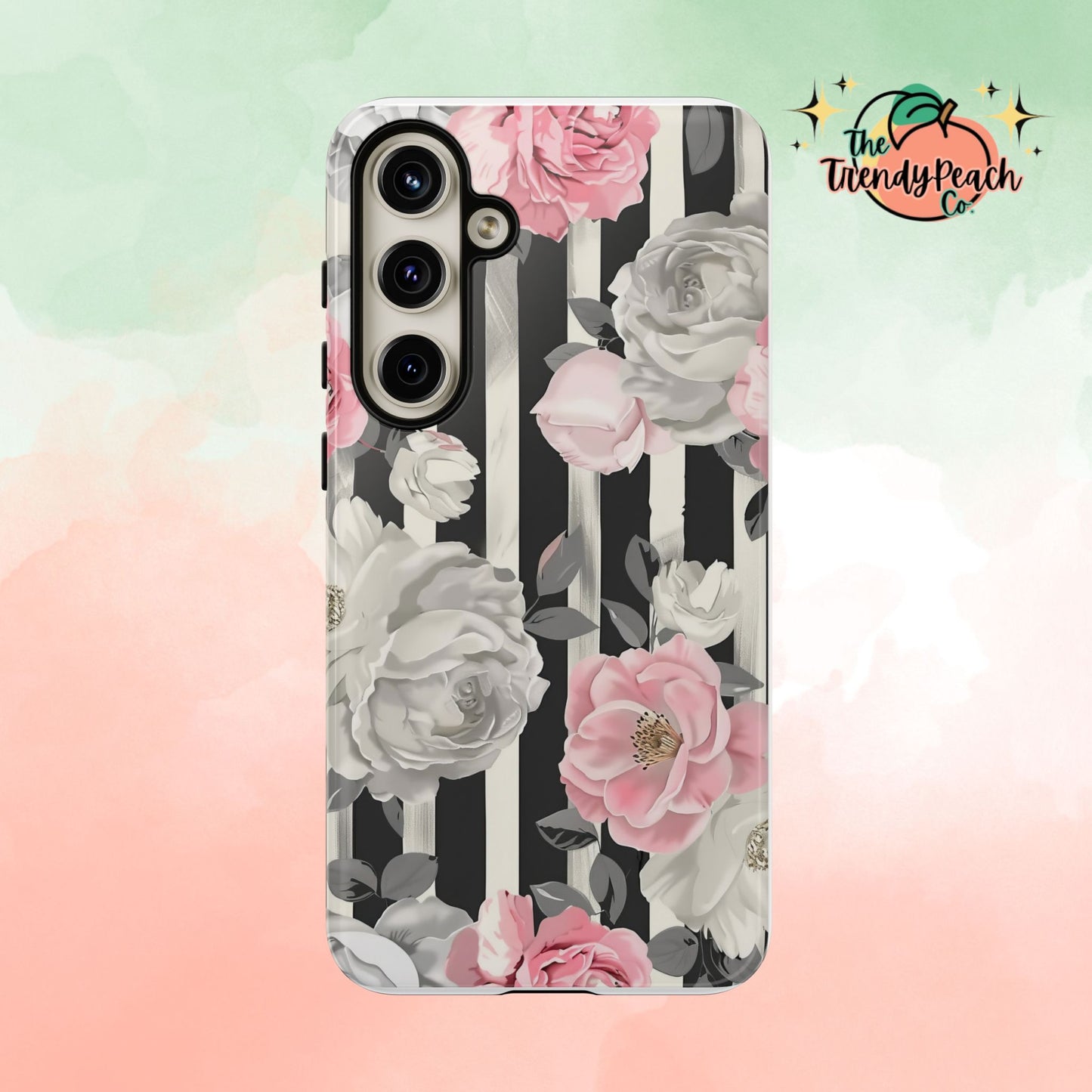 Stripes And Flowers Dual Layer Phone Case