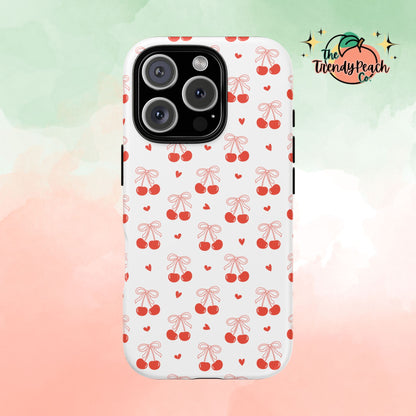 Cherry Bow & Hearts Dual Layer Phone Case