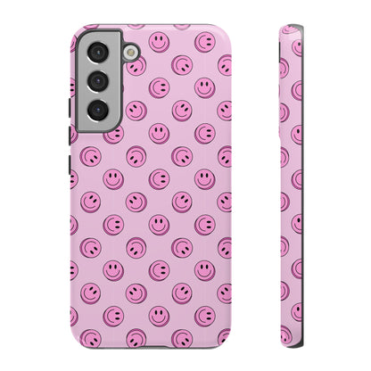 Pink Smiley Face Dual Layer Phone Case