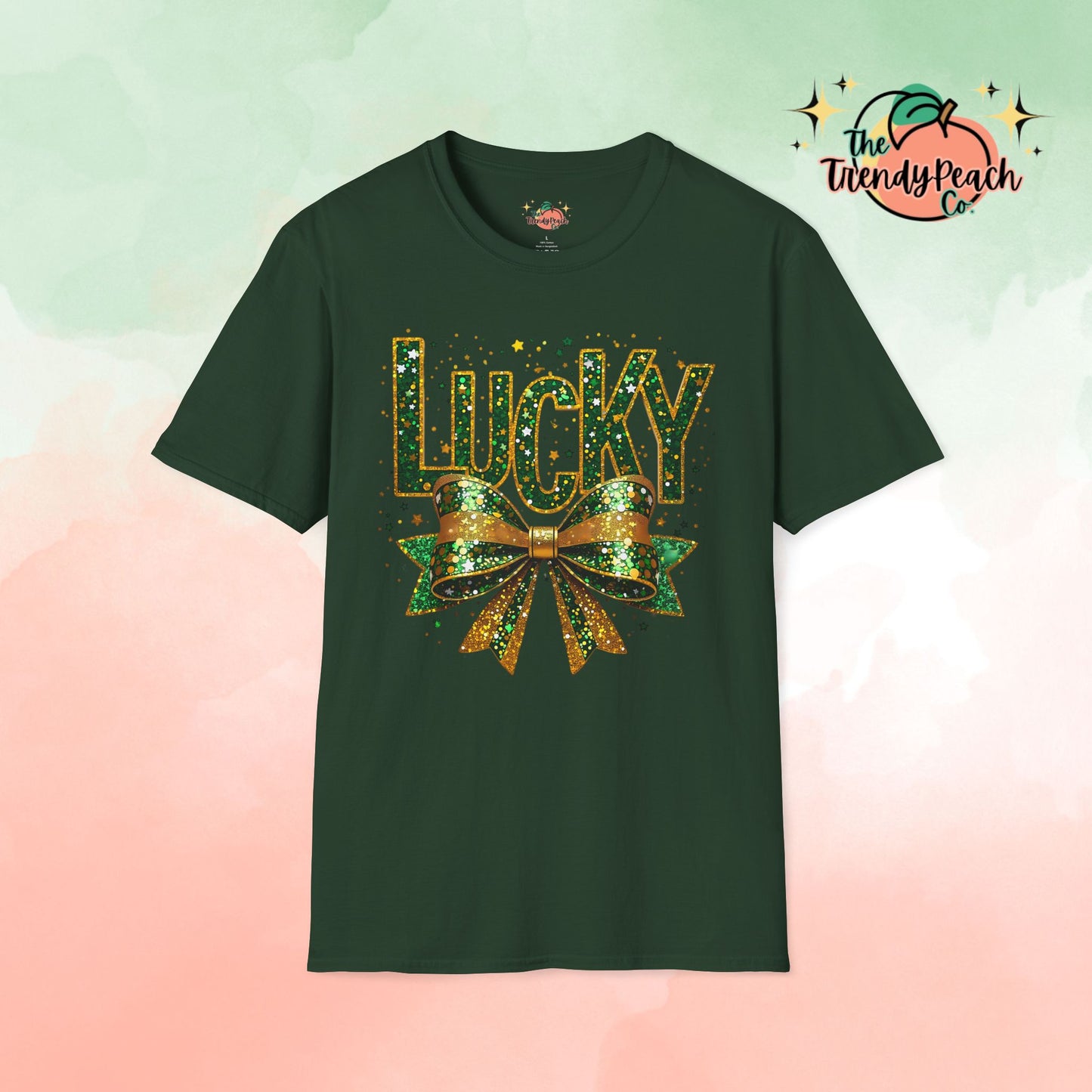 Lucky Glittery Bow St. Patrick's Day Graphic Tee