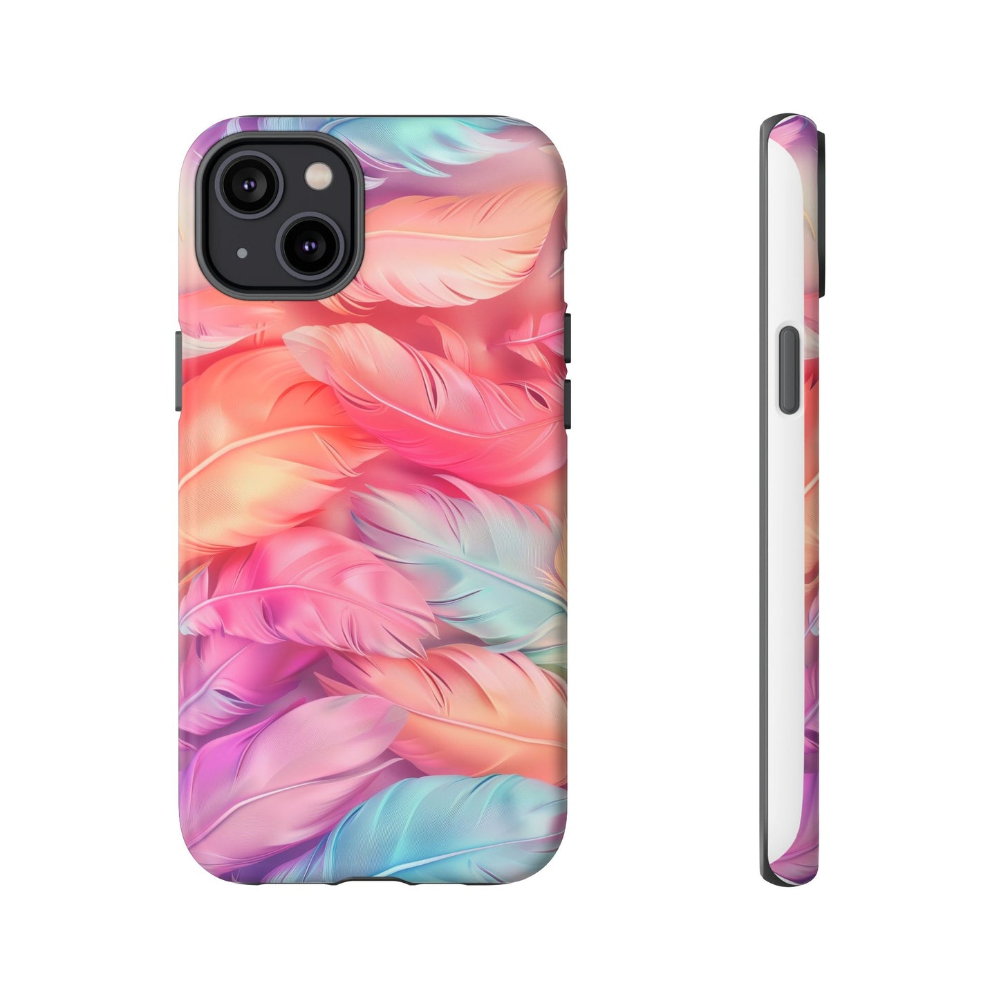 Rainbow Feather Dual Layer Phone Case