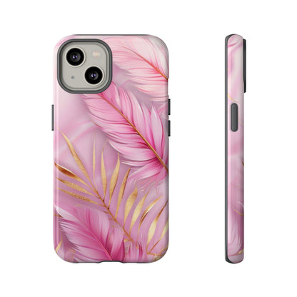 Pink And Gold Feather Dual Layer Phone Case