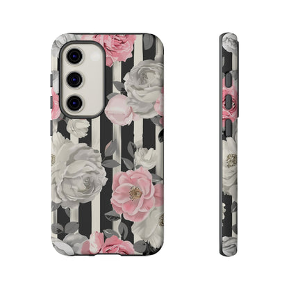 Stripes And Flowers Dual Layer Phone Case