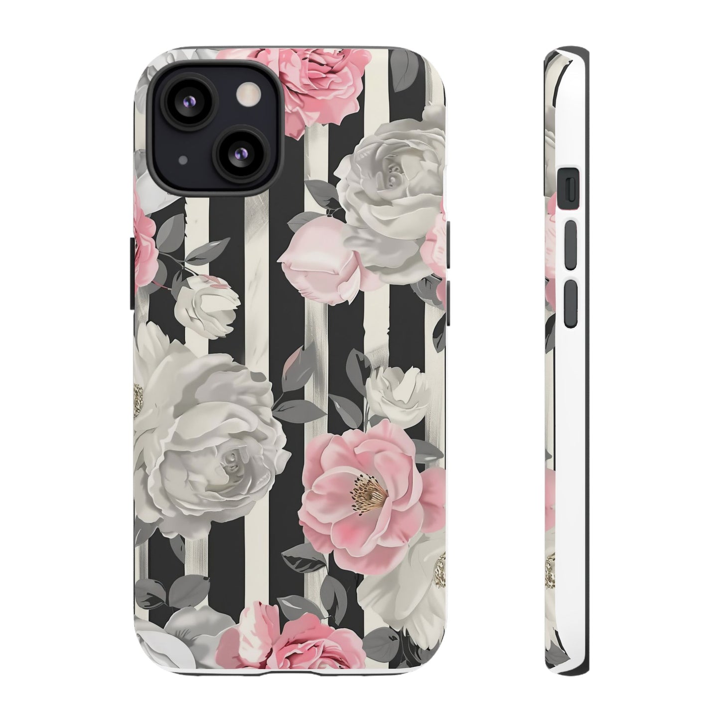 Stripes And Flowers Dual Layer Phone Case