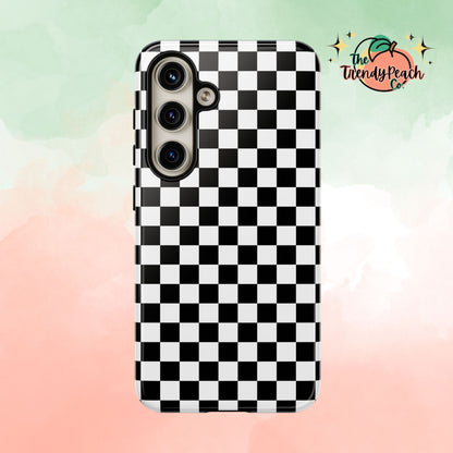 Black & White Checkered Dual Layer Phone Case